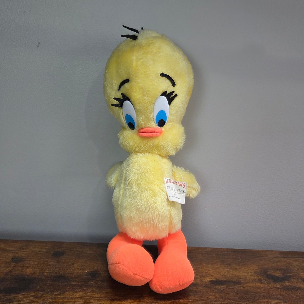 Warner Bros Tweety Bird Plush Unisex 15" Yellow Good Vintage 1971 Mighty Star